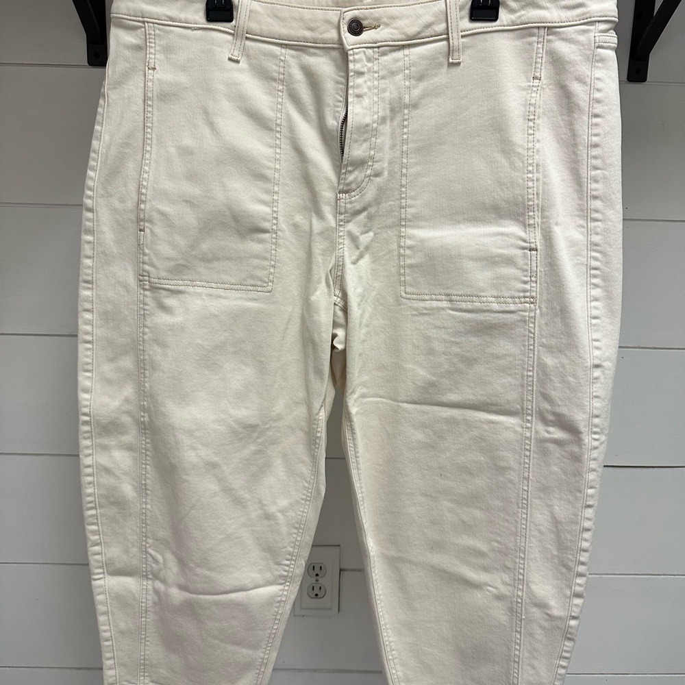 Chico's Cream Button-Front Utility Jeans